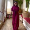 elegancka sukienka Jenny burgundowa z aksamitną tasiemką